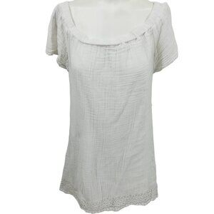 Micheal Stars Gauze White Crochet Lace Off the Shoulder Dress Size S Revolve